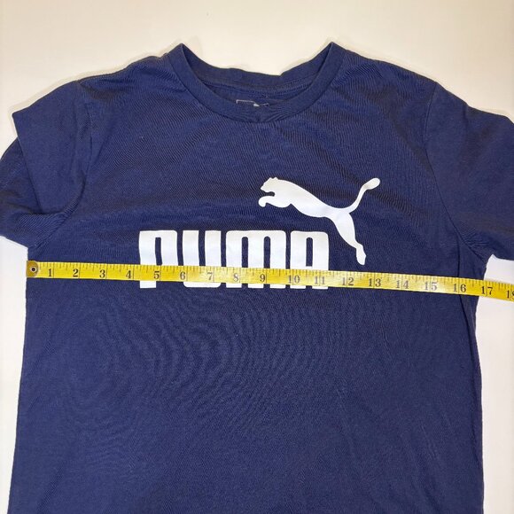 Puma Core Logo Basic Athletic Crewneck Short Sleeve Tee‎ Boys Large (14-16) Navy - Picture 5 of 9